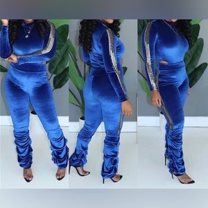 VELVET TRACKSUIT TWO PIECE SEXY SEQUINS SET